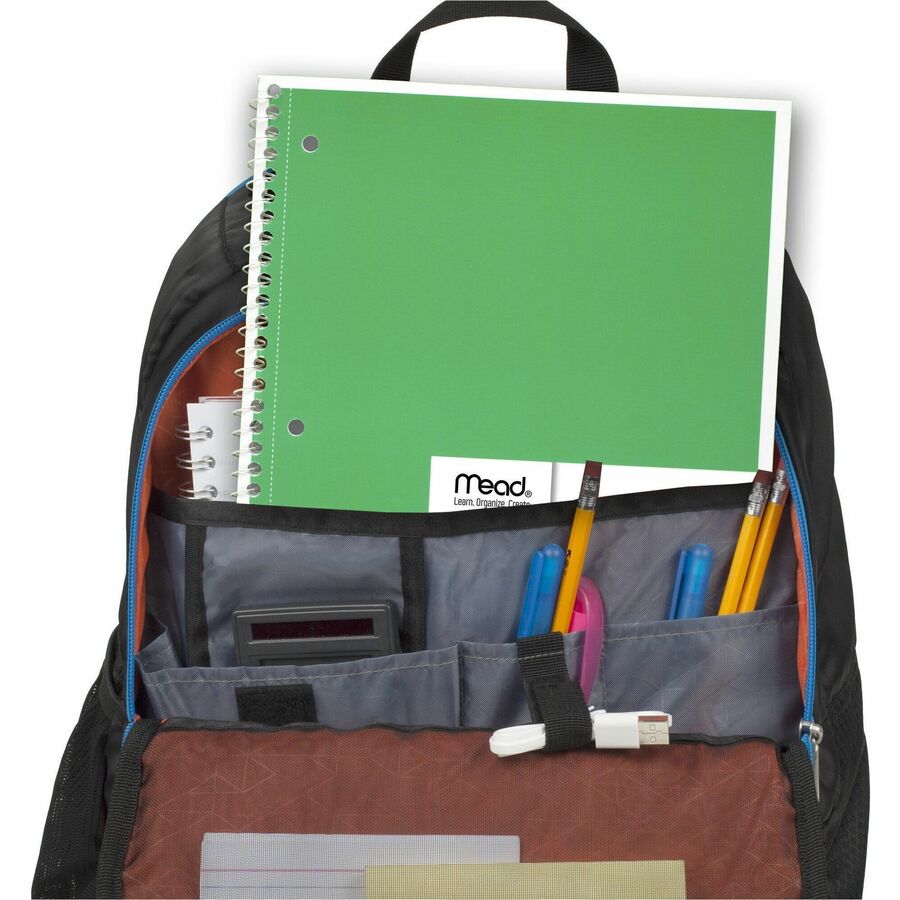 Mead Notebook - 1 Subject(s) - 70 Sheets - 70 Pages - Wire Bound - 3 Hole(s) - 7 1/2" x 10 1/2" Sheet Size - 10.50" Height x 8.3" Width x 0.5" Depth - Black, Blue, Green, Purple, Red, Yellow Cover - Opaque, Double Sided Sheet, Perforated, Easy Tear, Du...