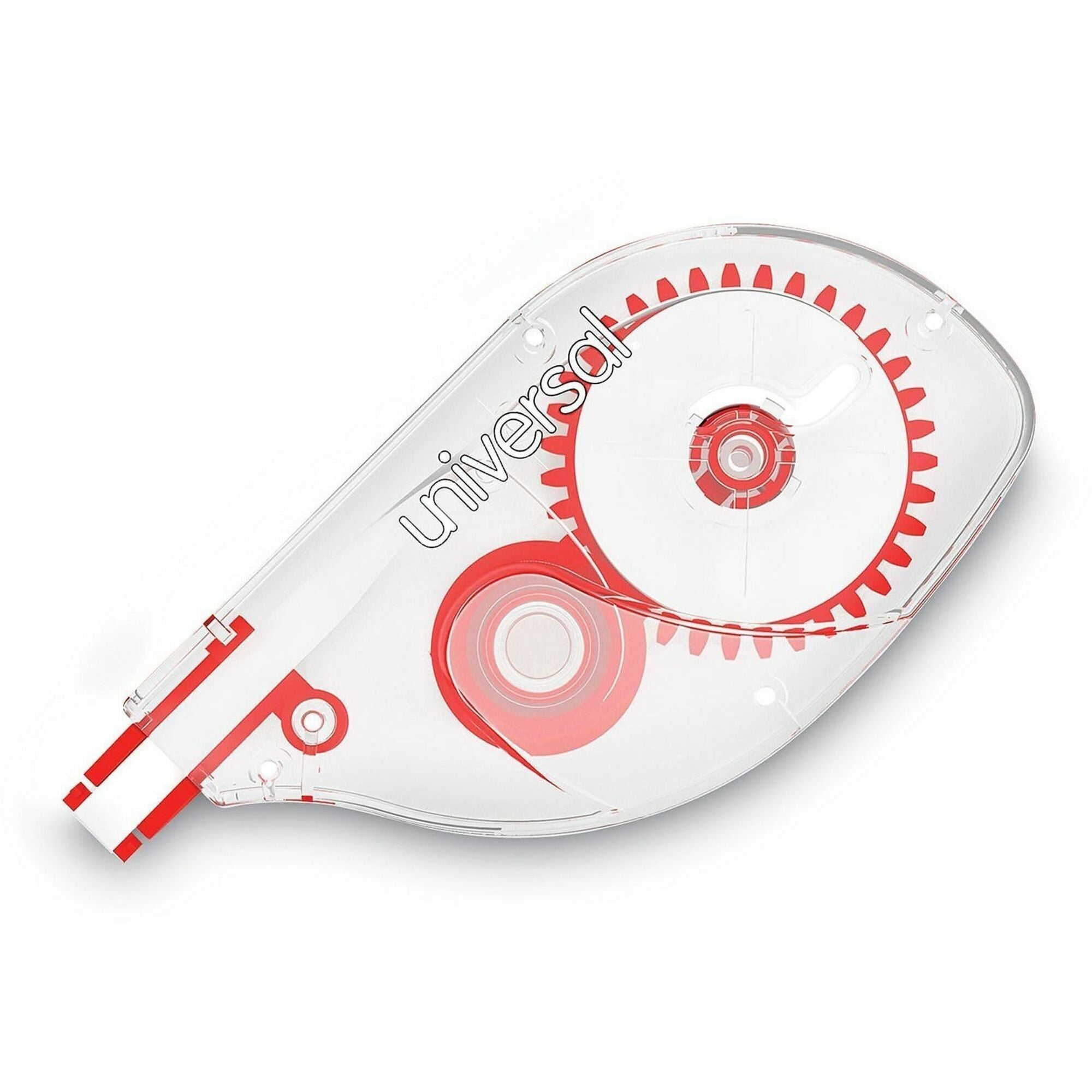Universal Correction Tape - 0.20" Tape Width x 32.75 ft Tape Length - 1 Line(s) - White Tape - Red, Clear Dispenser - Non-refillable, Ergonomic, Tear Resistant, Flexible - Transparent - Film, Plastic - 2 / Pack