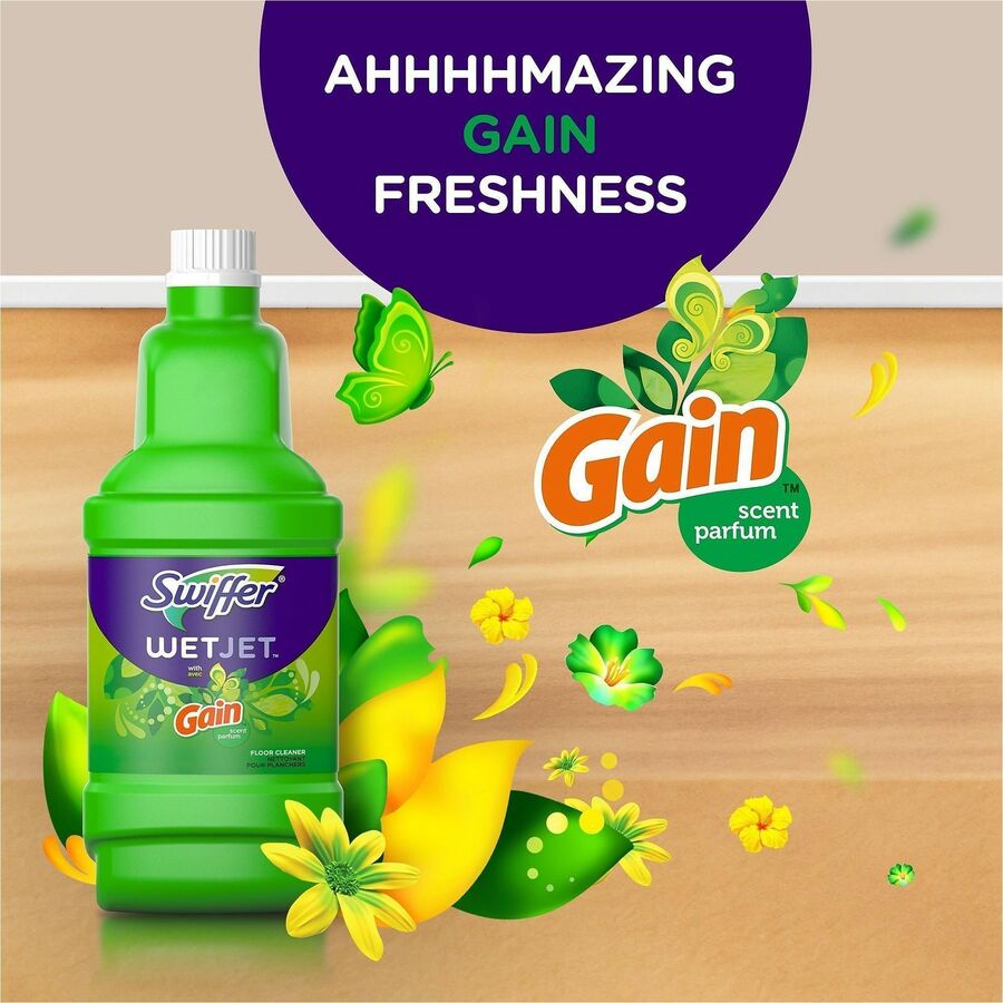 Swiffer WetJet MS Floor Cleaner - For Multi Surface - Liquid - 40.6 fl oz (1.3 quart) - Gain Scent - Recommended For: Dirt Remover, Grime Remover - Quick Drying, Absorbent - Green - 1 Bottle