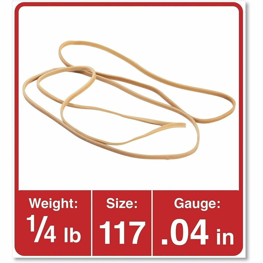 Universal Standard Rubber Bands - Size: #117 - 7" Length x 0.1" Width - Elastic - Rubber - Beige - 50 / Pack
