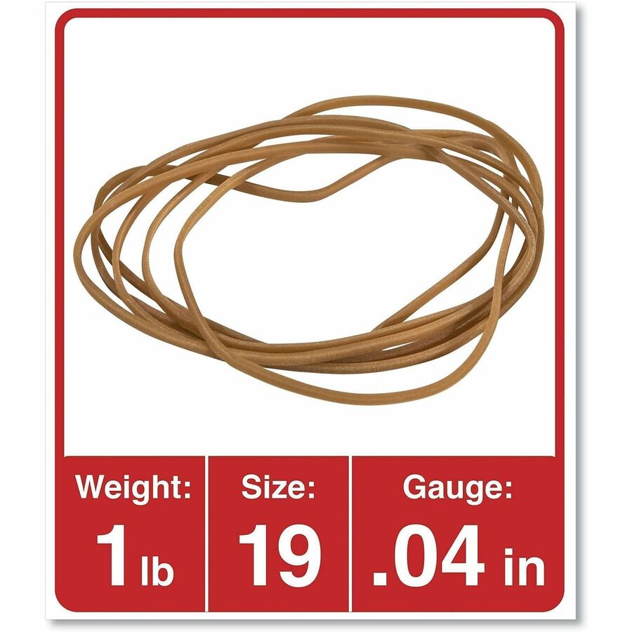 Universal Standard Rubber Bands - Size: #19 - 3.5" Length x 0.1" Width - Elastic - Rubber - Beige - 1240 / Pack