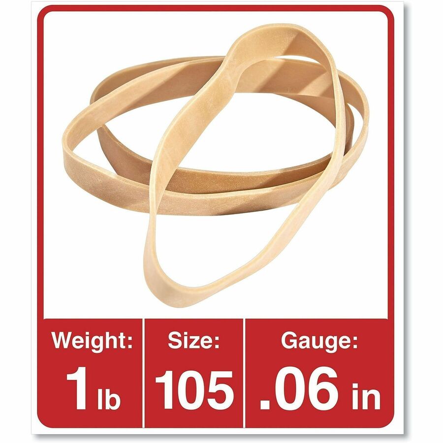 Universal Standard Rubber Bands - Size: #105 - 5" Length x 0.6" Width - Elastic - Rubber - Beige - 55 / Pack