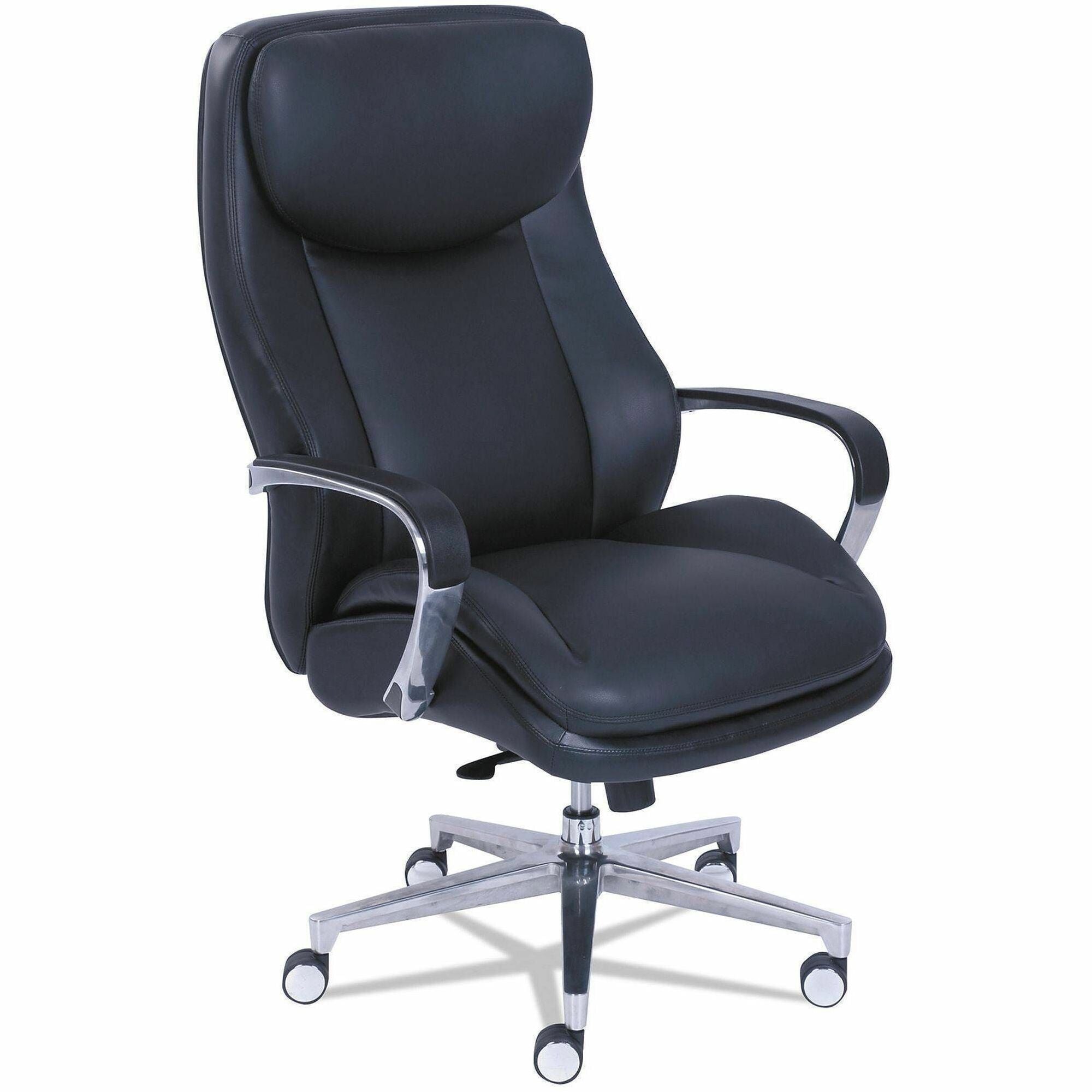 La-Z-Boy ComfortCore Chair - Black Seat Color - Gel, Memory Foam Seat Material - Black Back Color - High Back - 5-star Base - Black - Bonded Leather - 1 Each