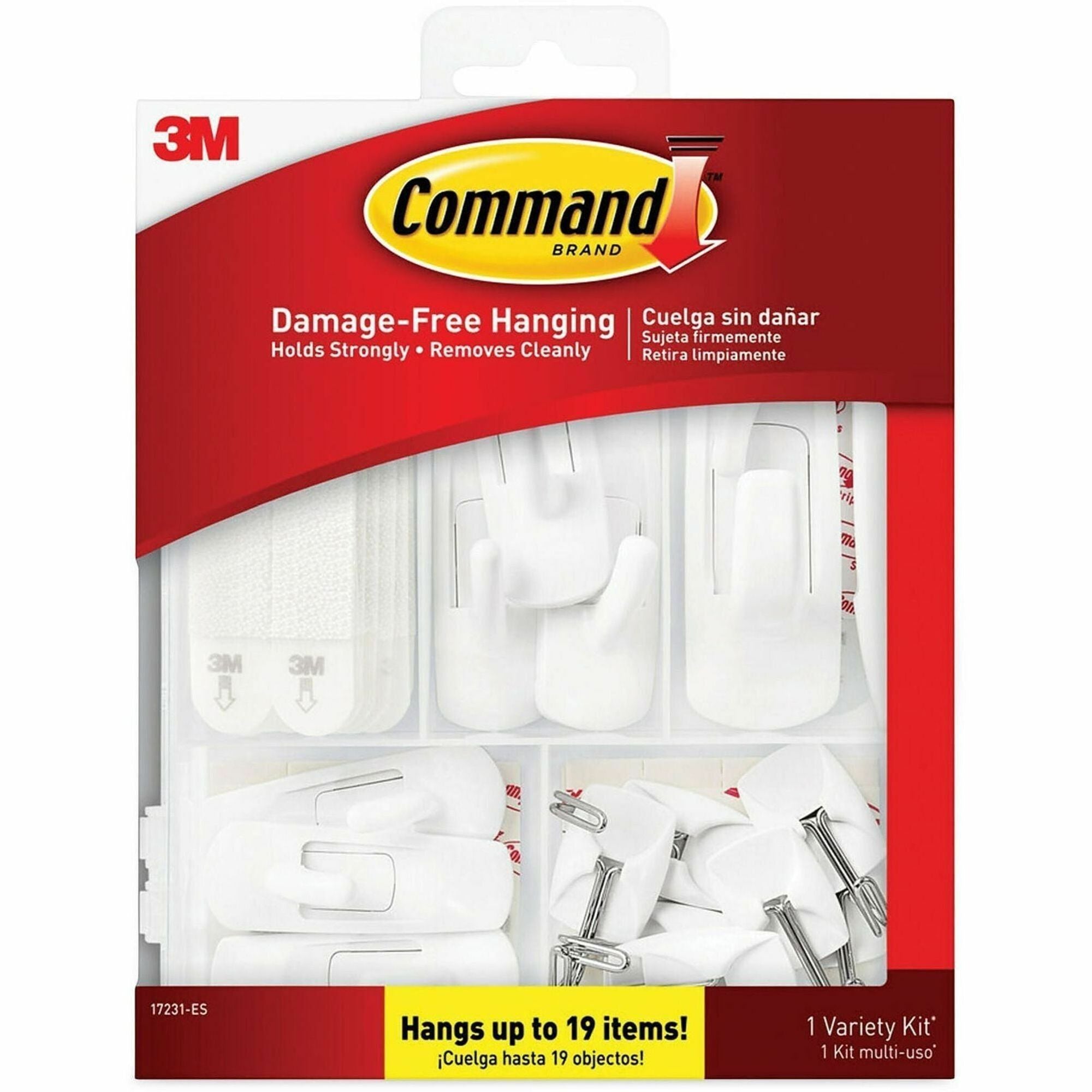 Command Hanging Hooks Assortment - 14 Hooks - 3 Small Hook - 3 Medium Hook - 2 Large Hook - 16 lb (7.26 kg) Capacity - Adhesive - Assorted - Wire Hook - for General Purpose, Home, Wood, Tile, Glass, Metal, Hat, Calendar, Decoration, Fabric, Smooth Surf...