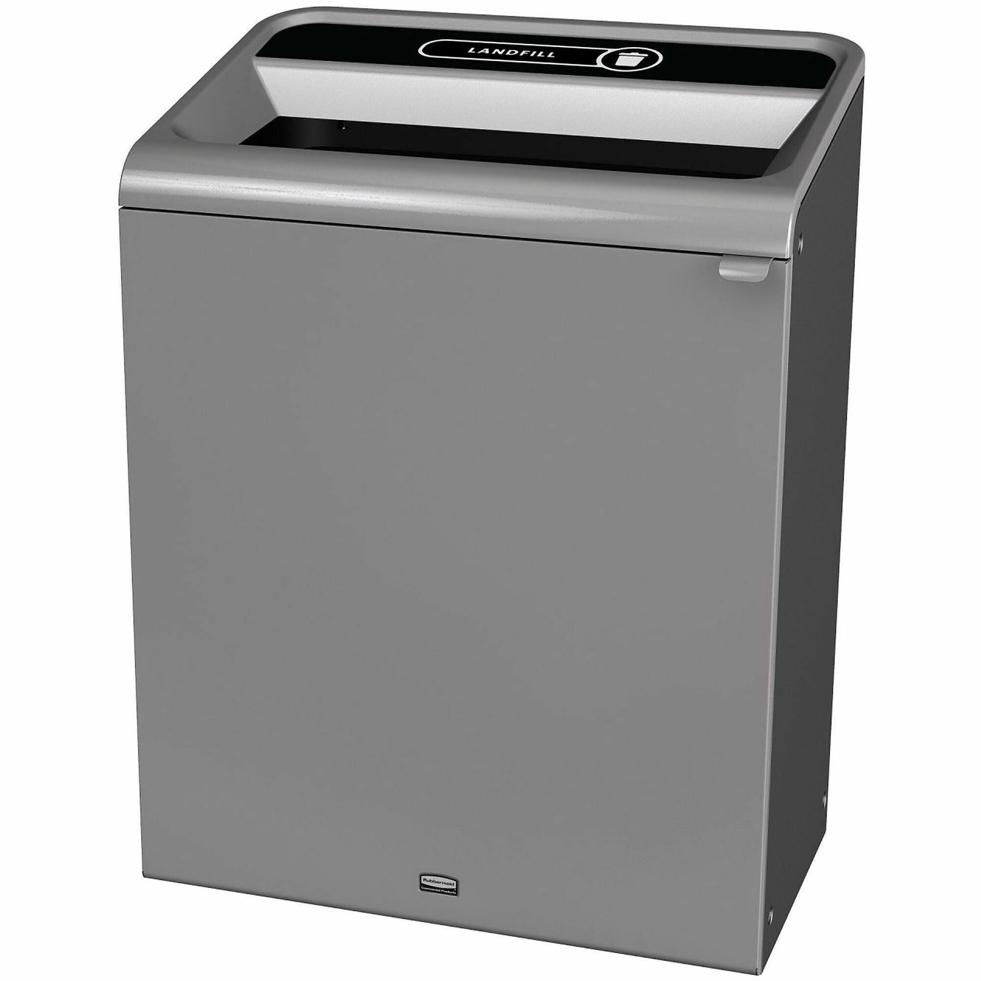 Rubbermaid Commercial Configure 1 Stream Gray Container - Open Top - 45 gal Capacity - For Commercial, Indoor, Outdoor - Contoured Edge, Ergonomic Handle, Hinged Door, Venting Channel, Damage Resistant, Recyclable - 38" Height x 19.5" Width x 29.1" Dep...