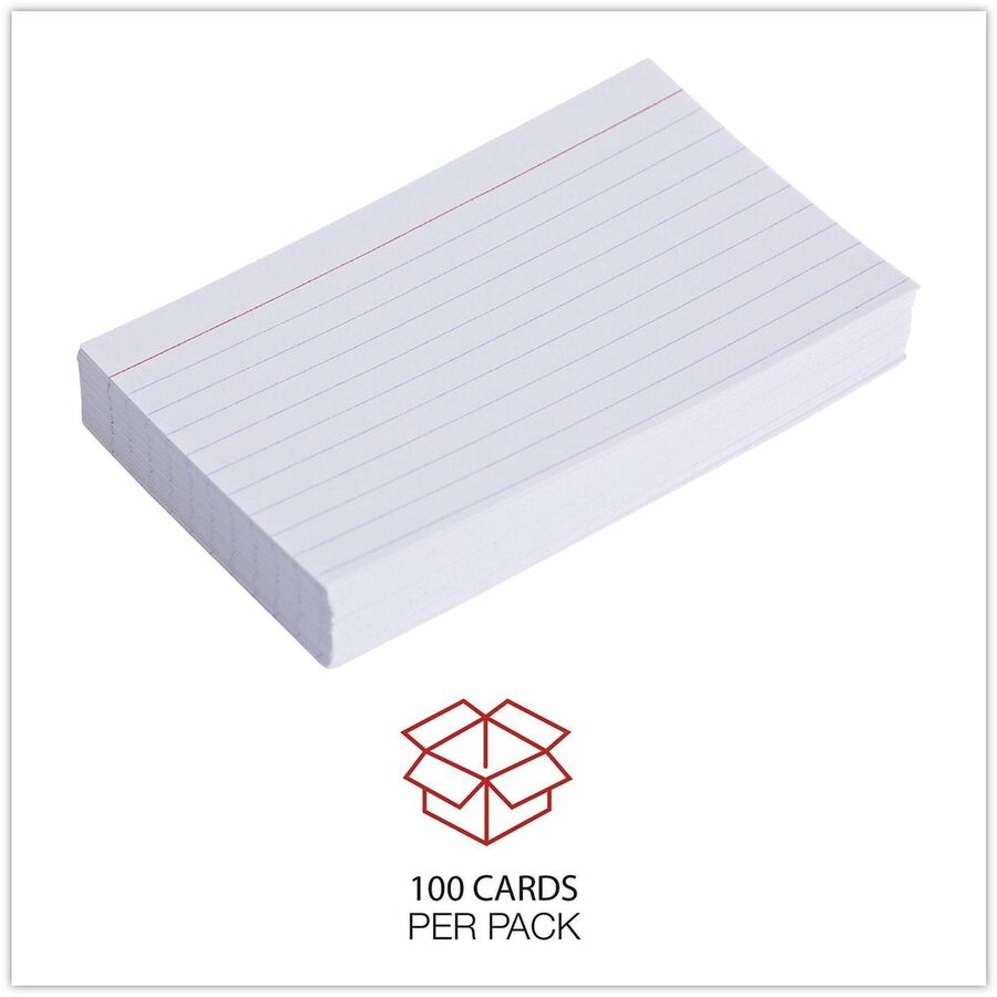 Universal Printable Index Card - 3" x 5" - Acid-free, Ruled - White - 100 / Pack