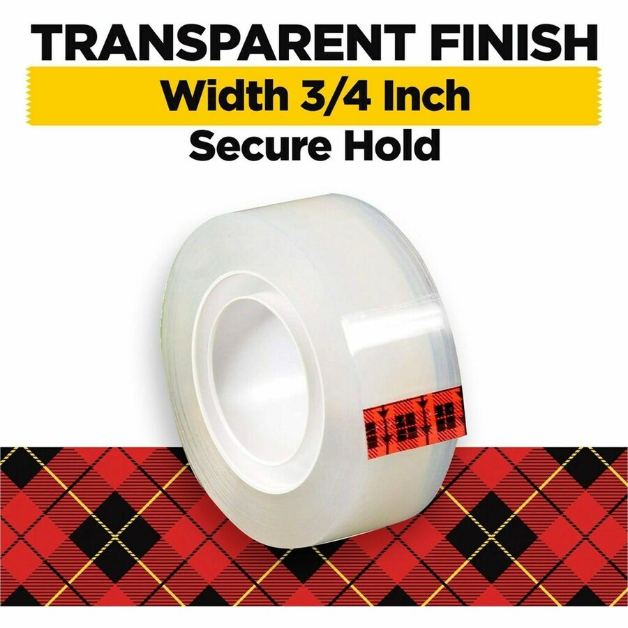 Highland Economy Invisible Tape - 27.78 yd Length x 0.75" Width - 1" Core - Matte - Clear - For Office, Mending, Holding, Splicing - 12 / Pack