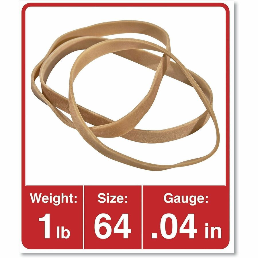 Universal Standard Rubber Bands - Size: #64 - 3.5" Length x 0.3" Width - Elastic - Rubber - Beige - 80 / Pack
