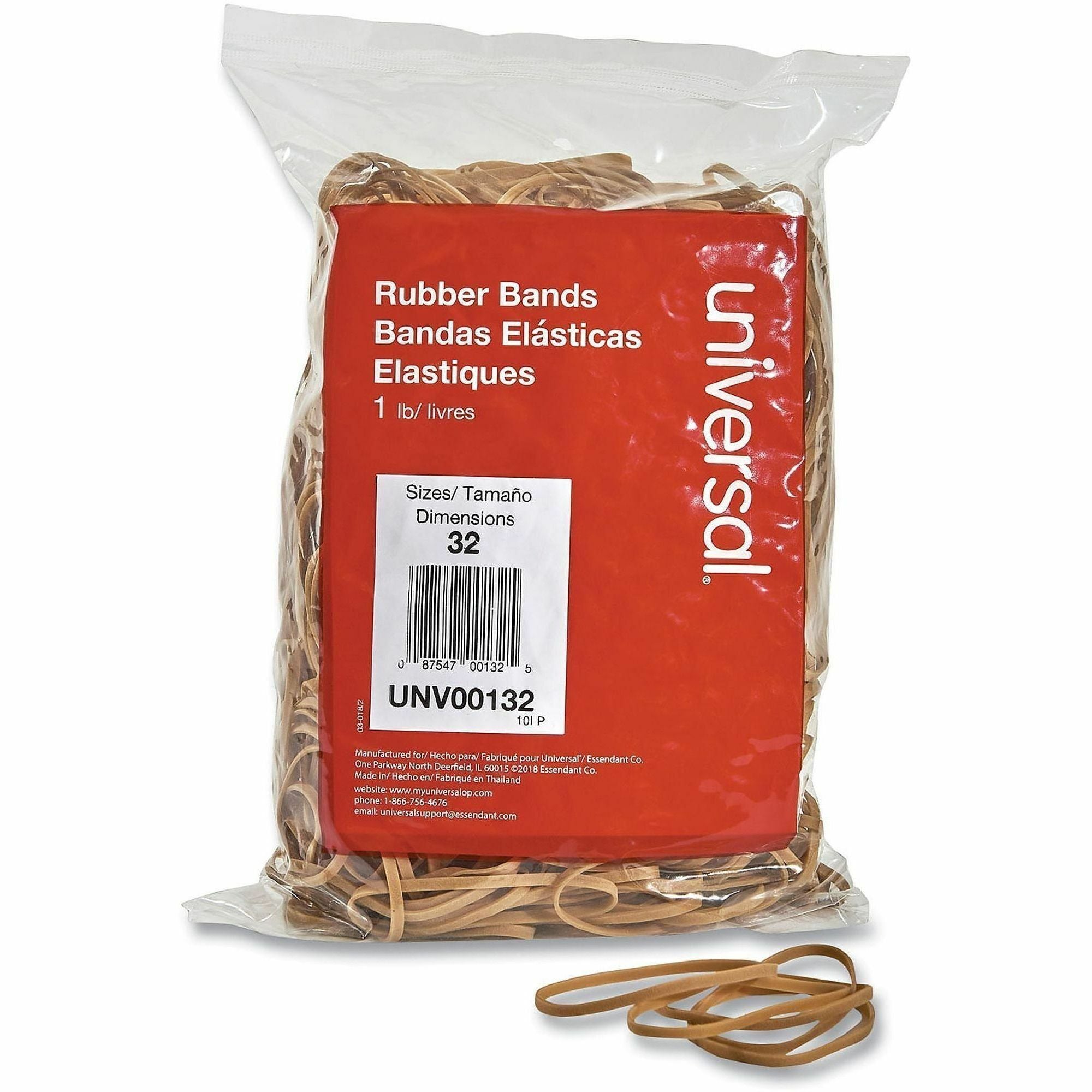 Universal Standard Rubber Bands - Size: #32 - 3" Length x 0.1" Width - Elastic - Rubber - Beige - 820 / Pack