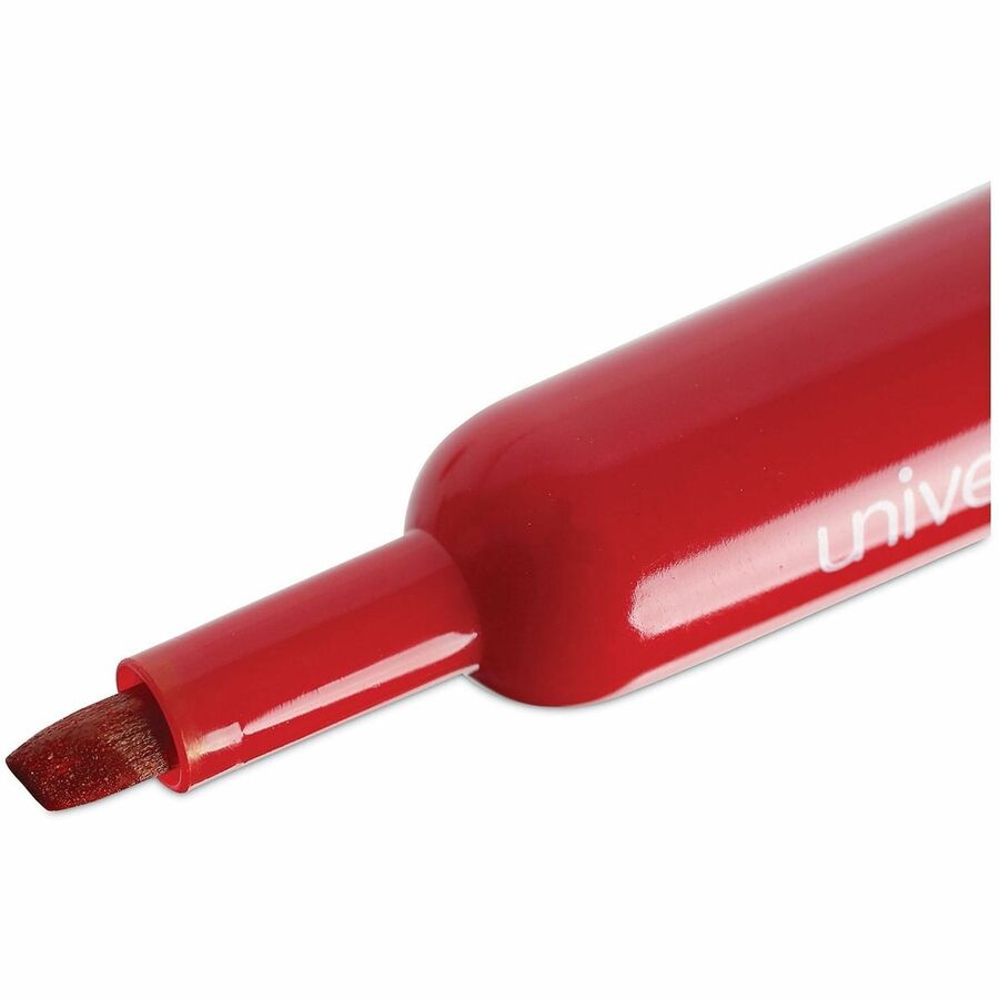 Universal Permanent Marker - Chisel, Broad Marker Point - Red Ink - Plastic Barrel - Office, Project, Label - 1 Dozen