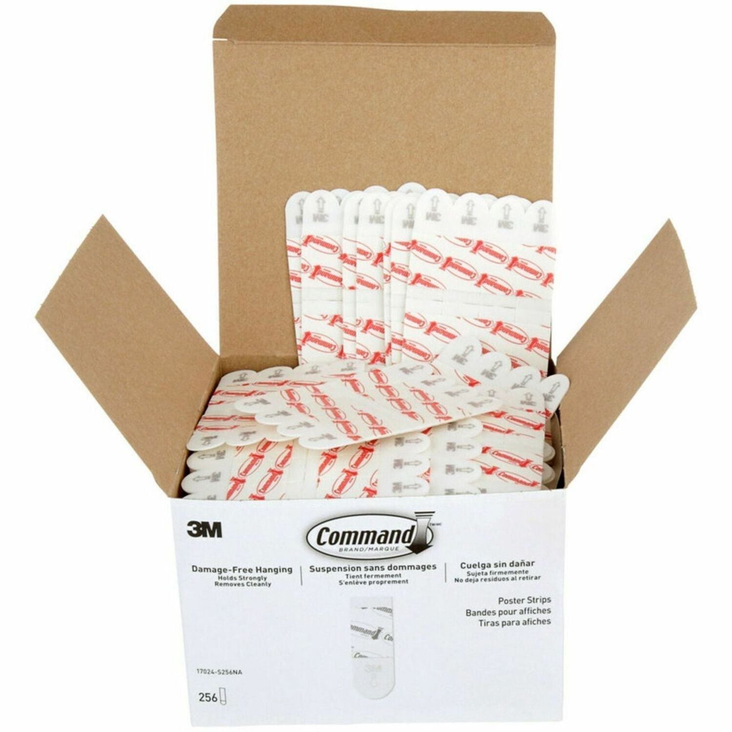 Command Poster Strips 17024-S256NA, Small, White, 256 Strips - 1.75" Length x 0.62" Width x 500 mil Thickness - White - Damage Resistant, Mark Resistant - For Poster, Indoor, Hanging, Smooth Surface, Artwork, Sign, Home, Office, Decorating, Multi Surfa...
