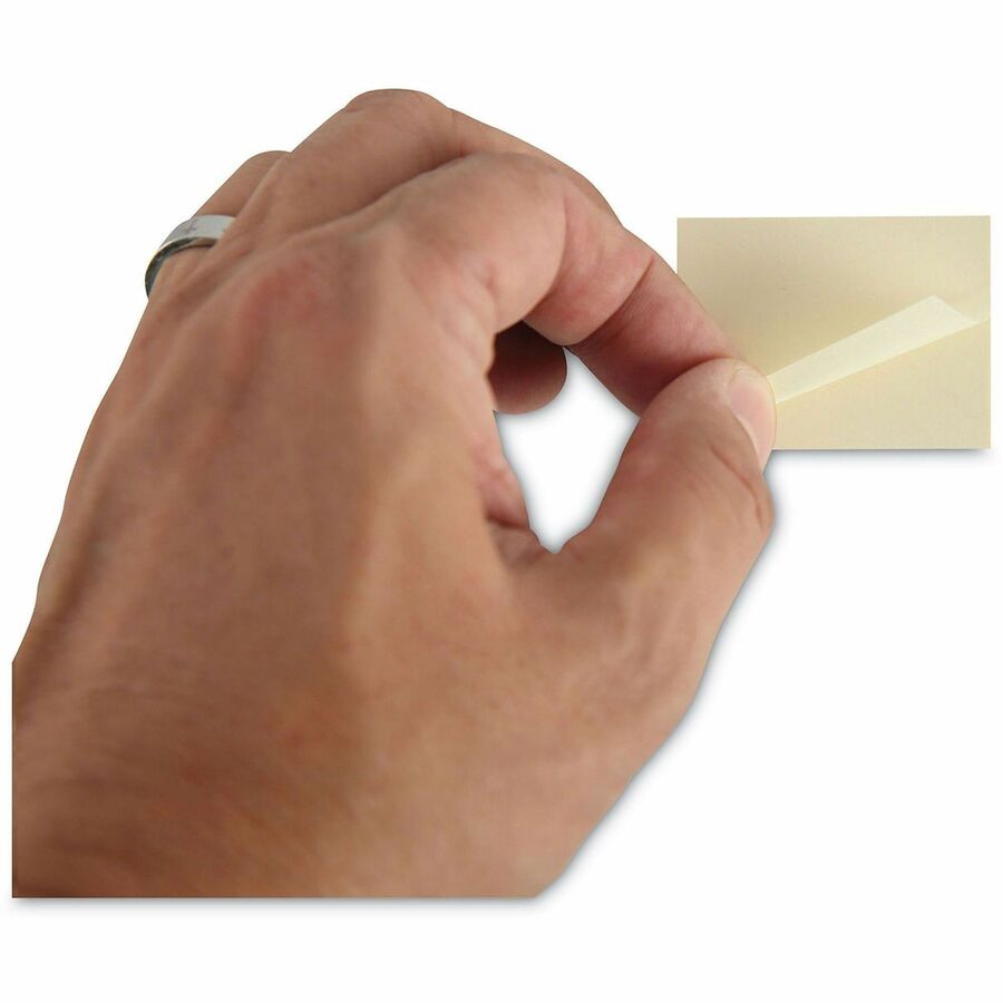 Universal Note Pad - 1 1/2" Flag/Note Width x 2" Flag/Note Length - Rectangle - 100 Sheets per Pad - Unruled - Yellow - Paper - Self-stick, Repositionable, Adhesive Backing - Recycled - 12 / Pack