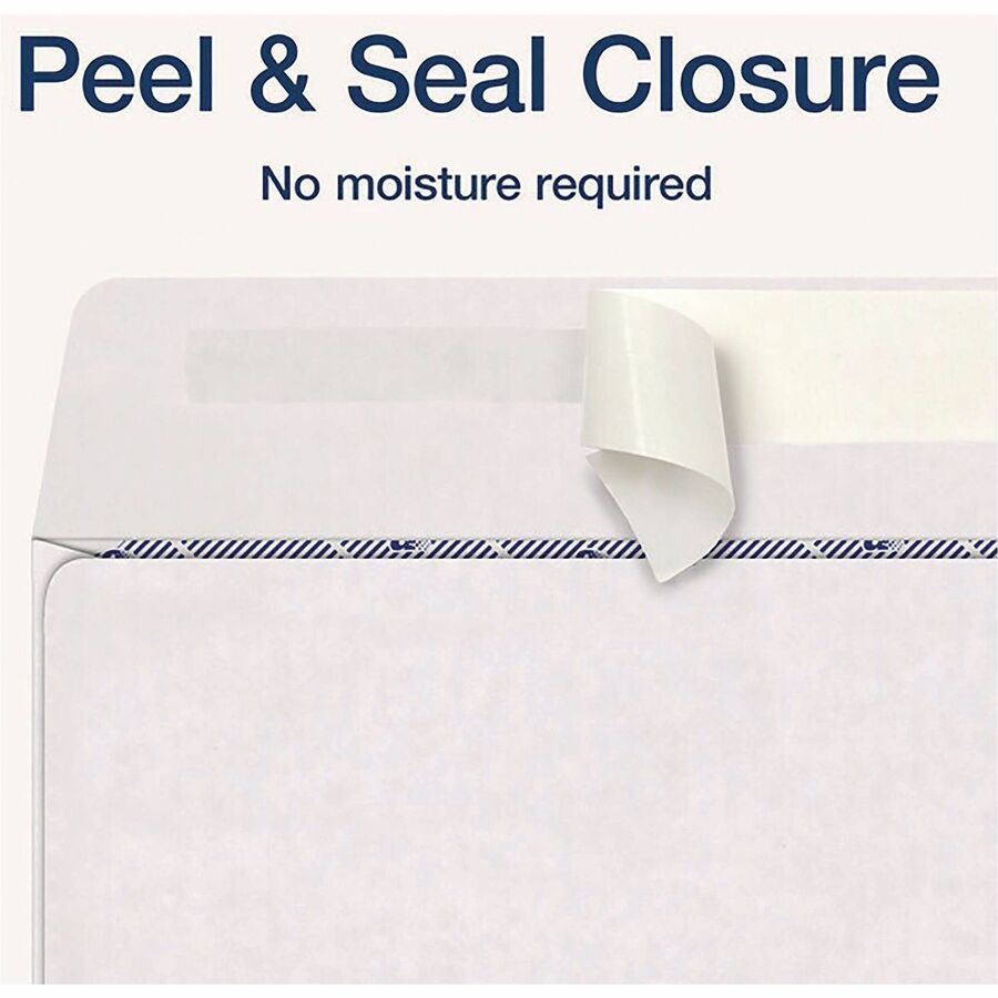 Adams Envelope - Security - 3 3/4" Width x 8 3/4" Length - 24 lb - Peel & Seal - White - Wove Paper - 24 / Pack