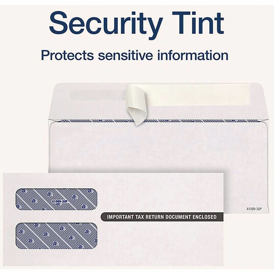 Adams Envelope - Security - 3 3/4" Width x 8 3/4" Length - 24 lb - Peel & Seal - White - Wove Paper - 24 / Pack
