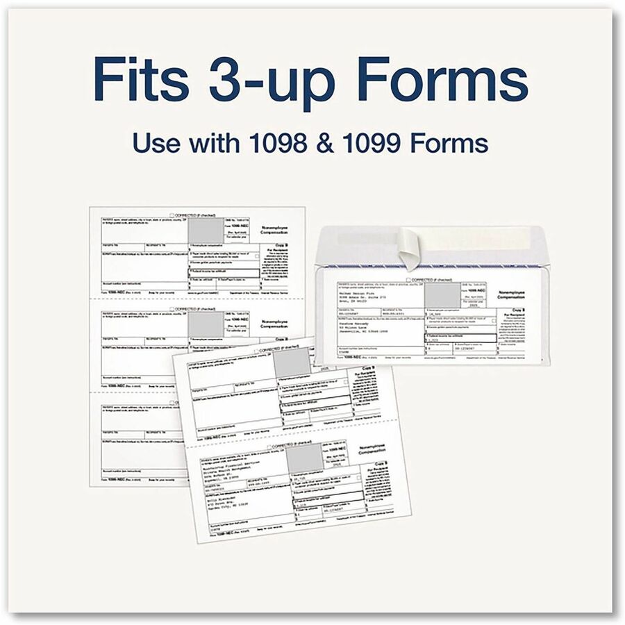 Adams Envelope - Security - 3 3/4" Width x 8 3/4" Length - 24 lb - Peel & Seal - White - Wove Paper - 24 / Pack