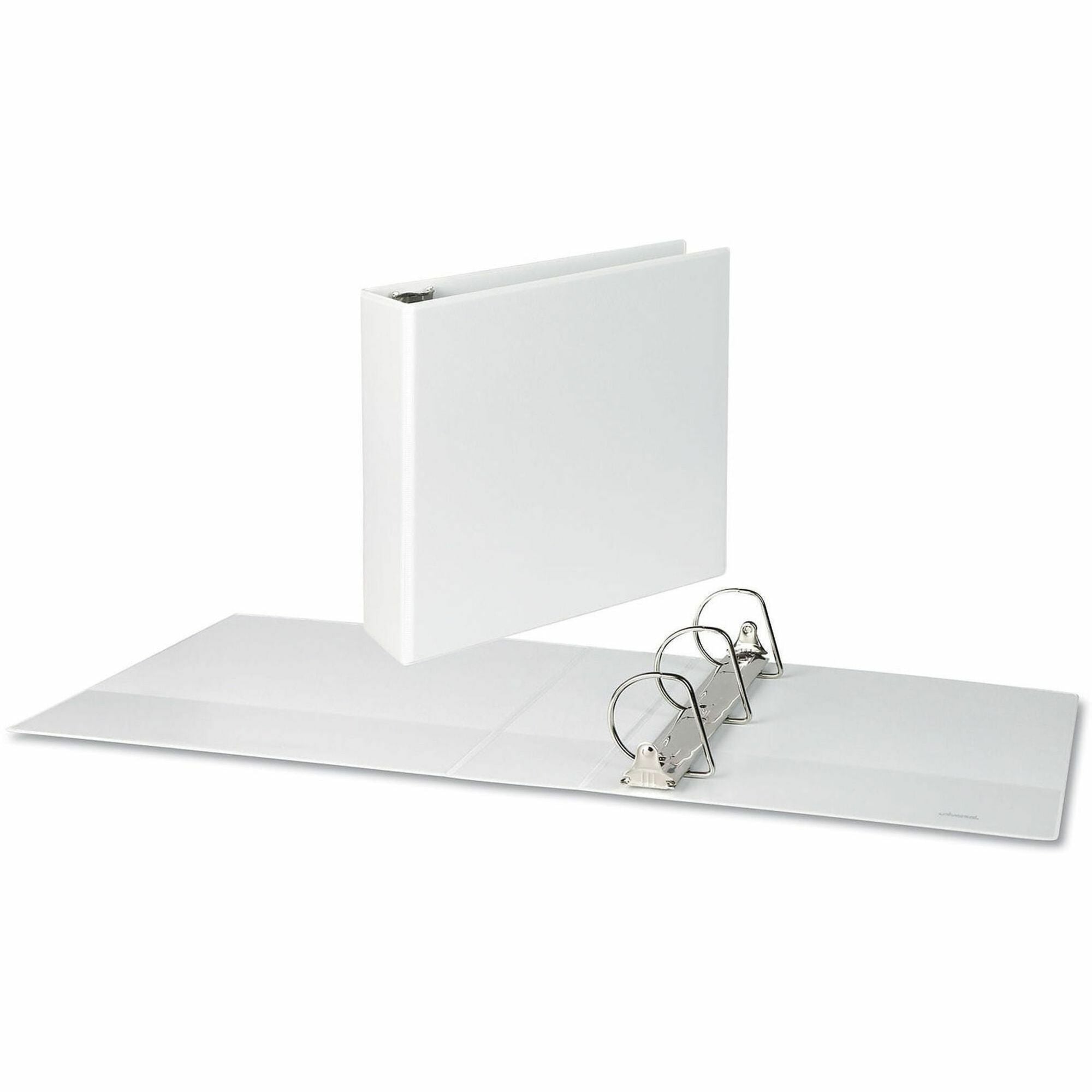 Universal Slant D-Ring View Binder, 3 Rings, 3" Capacity, 11 x 8.5, White - 3" Binder Capacity - 600 Sheet Capacity - 3 Ring(s) - Fastener(s): Ring - Pocket(s): 2, Inside Front & Back - Polypropylene - White - Non-stick - 1 Each