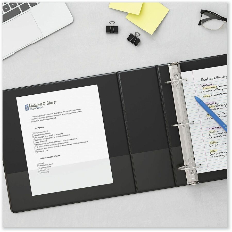 Universal Slant D-Ring View Binder, 3 Rings, 5" Capacity, 11 x 8.5, Black - 5" Binder Capacity - 950 Sheet Capacity - 3 Ring(s) - Fastener(s): Ring - Pocket(s): 2, Inside Front & Back - Polypropylene - Black - Non-stick - 1 Each