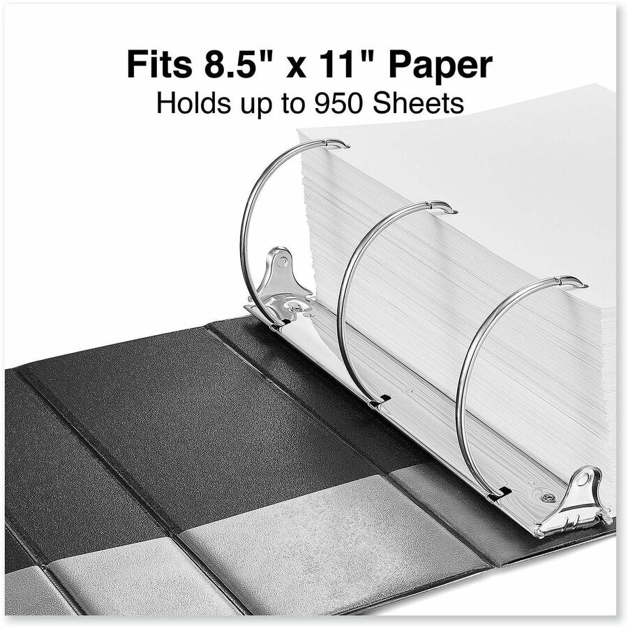 Universal Slant D-Ring View Binder, 3 Rings, 5" Capacity, 11 x 8.5, Black - 5" Binder Capacity - 950 Sheet Capacity - 3 Ring(s) - Fastener(s): Ring - Pocket(s): 2, Inside Front & Back - Polypropylene - Black - Non-stick - 1 Each