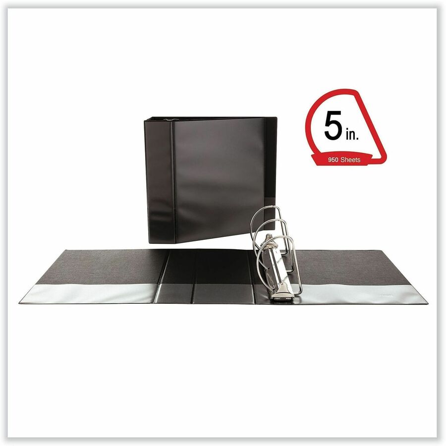 Universal Slant D-Ring View Binder, 3 Rings, 5" Capacity, 11 x 8.5, Black - 5" Binder Capacity - 950 Sheet Capacity - 3 Ring(s) - Fastener(s): Ring - Pocket(s): 2, Inside Front & Back - Polypropylene - Black - Non-stick - 1 Each