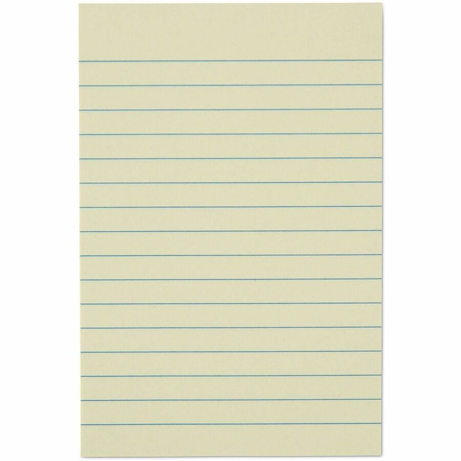 Universal Note Pad - 4" Flag/Note Width x 6" Flag/Note Length - Rectangle - 100 Sheets per Pad - Unruled - Yellow - Paper - Self-stick, Repositionable, Adhesive Backing - Recycled - 12 / Pack