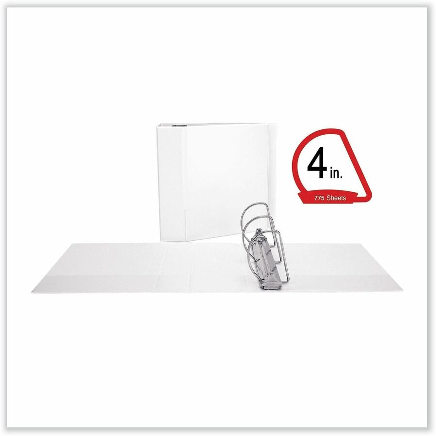 Universal Slant D-Ring View Binder, 3 Rings, 4" Capacity, 11 x 8.5, White - 4" Binder Capacity - 775 Sheet Capacity - 3 Ring(s) - Fastener(s): Ring - Pocket(s): 2, Inside Front & Back - Polypropylene - White - Non-stick - 1 Each