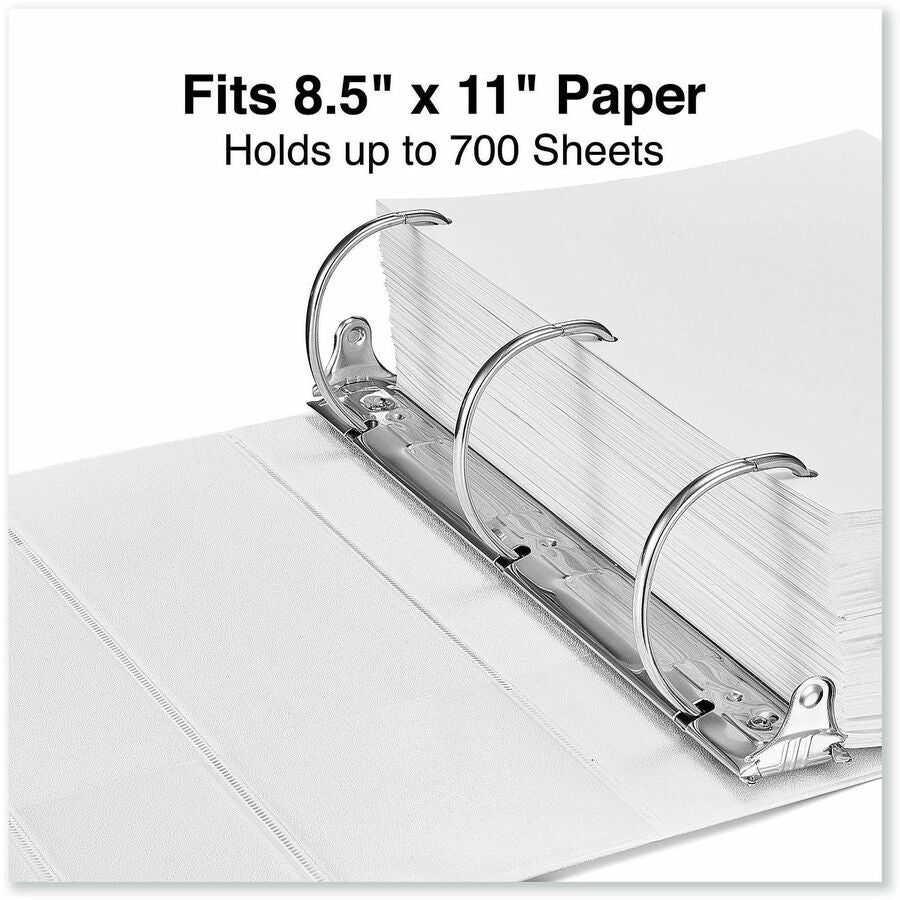 Universal Slant D-Ring View Binder, 3 Rings, 4" Capacity, 11 x 8.5, White - 4" Binder Capacity - 775 Sheet Capacity - 3 Ring(s) - Fastener(s): Ring - Pocket(s): 2, Inside Front & Back - Polypropylene - White - Non-stick - 1 Each