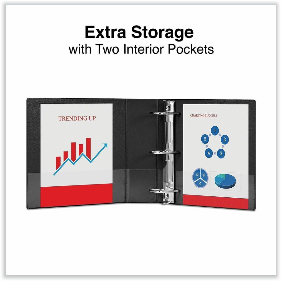 Universal Slant D-Ring View Binder, 3 Rings, 3" Capacity, 11 x 8.5, Black - 3" Binder Capacity - 600 Sheet Capacity - 3 Ring(s) - Fastener(s): Ring - Pocket(s): 2, Inside Front & Back - Polypropylene - Black - Non-stick - 1 Each