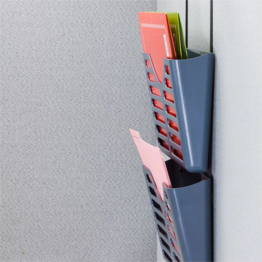Officemate Verticalmate File Pocket, 3PK w/Hanger Set - 3 Pocket(s) - Vertical - 28" Height x 13.50" Width x 4.70" Depth - Impact Resistant, Lockable, Adjustable Hanger - Gray - Plastic - 3 / Pack