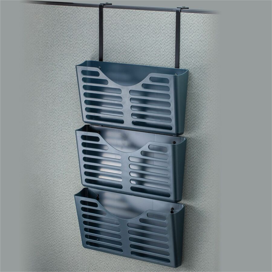 Officemate Verticalmate File Pocket, 3PK w/Hanger Set - 3 Pocket(s) - Vertical - 28" Height x 13.50" Width x 4.70" Depth - Impact Resistant, Lockable, Adjustable Hanger - Gray - Plastic - 3 / Pack