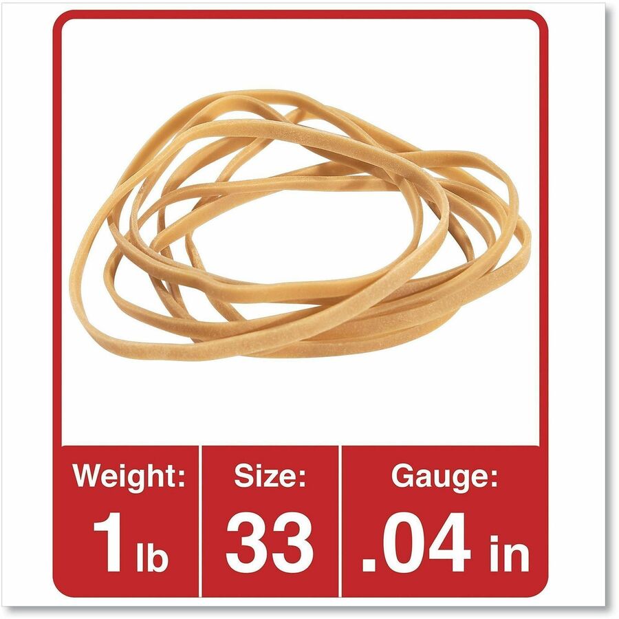 Universal Standard Rubber Bands - Size: #33 - 3.5" Length x 0.1" Width - Elastic - Rubber - Beige - 640 / Pack
