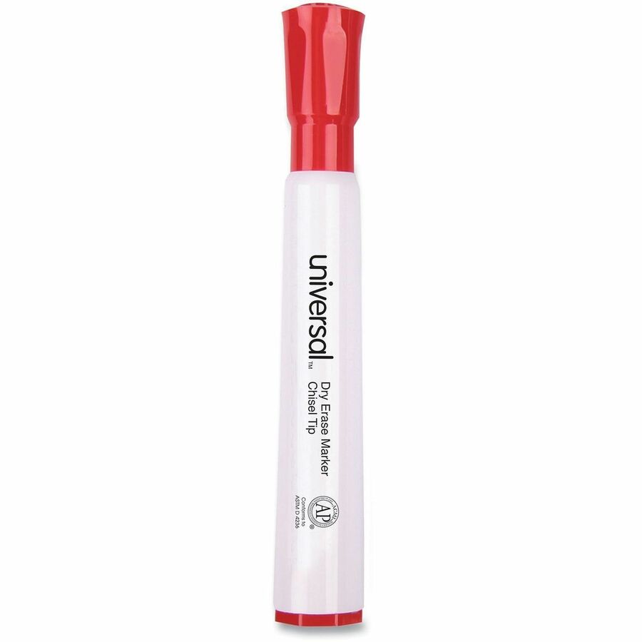 Universal Dry Erase Marker - Broad Chisel Marker Point - Erasable - Red Ink - Dry - Glass, General Purpose, Classroom, Home, Office - 1 Dozen