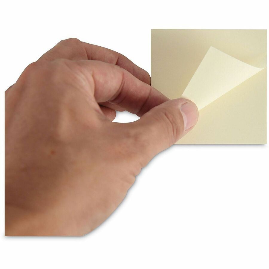 Universal Note Pad - 3" Flag/Note Width x 3" Flag/Note Length - Square - 100 Sheets per Pad - Unruled - Yellow - Paper - Self-stick, Repositionable, Adhesive Backing - Recycled - 18 / Pack