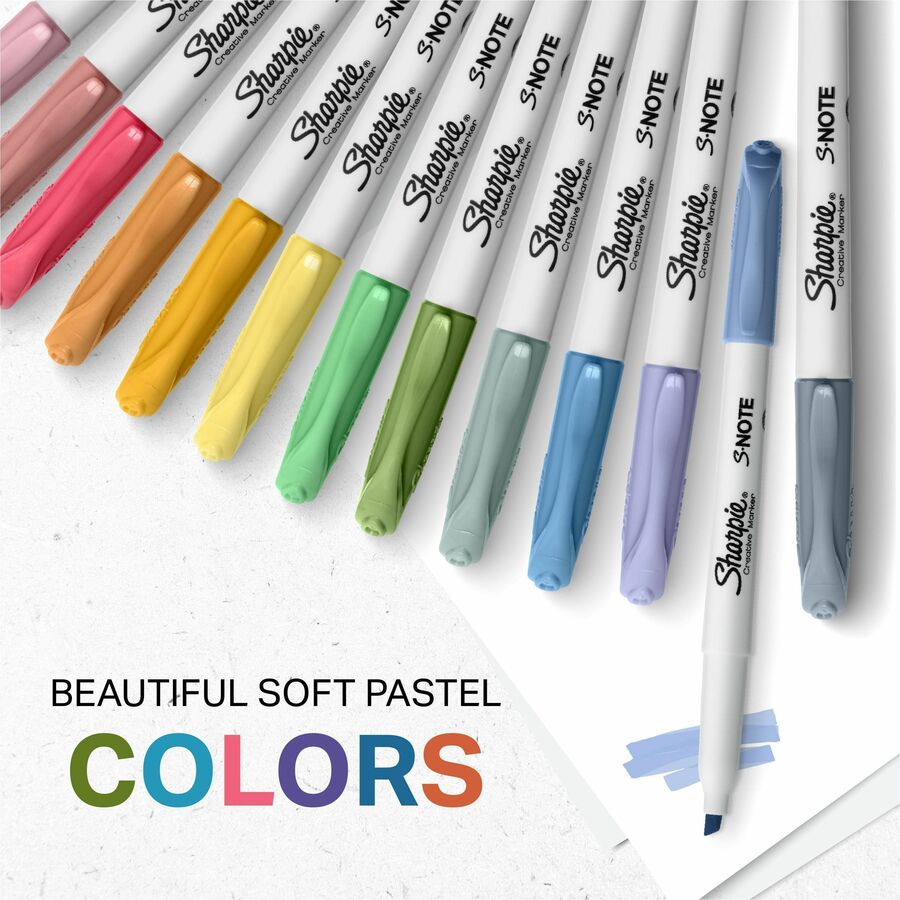 Sharpie S-Note Creative Markers - Broad, Chisel, Wide, Narrow Marker Point - Assorted Ink - Multipurpose - 36 / Box