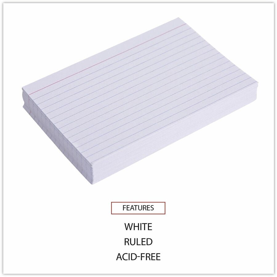 Universal Printable Index Card - 4" x 6" - Acid-free, Ruled - White - 100 / Pack