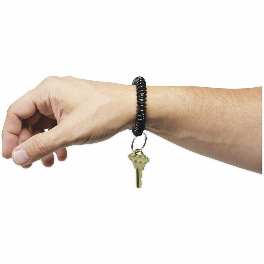 Universal Key Ring - 2.4" Height x 2.4" Width x 0.4" Depth - Plastic - Assorted, Black, Blue, Green, Purple, White, Yellow - Sturdy, Secure - 6 / Pack