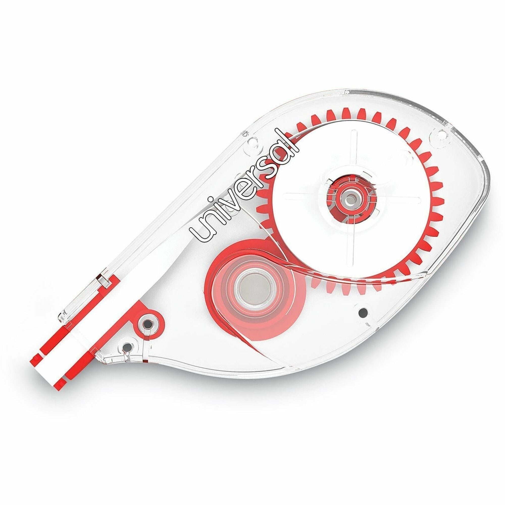 Universal Correction Tape - 0.20" Tape Width x 32.75 ft Tape Length - 1 Line(s) - White Tape - Red, Clear Dispenser - Non-refillable, Ergonomic, Tear Resistant, Flexible - Transparent - Film, Plastic - 6 / Pack