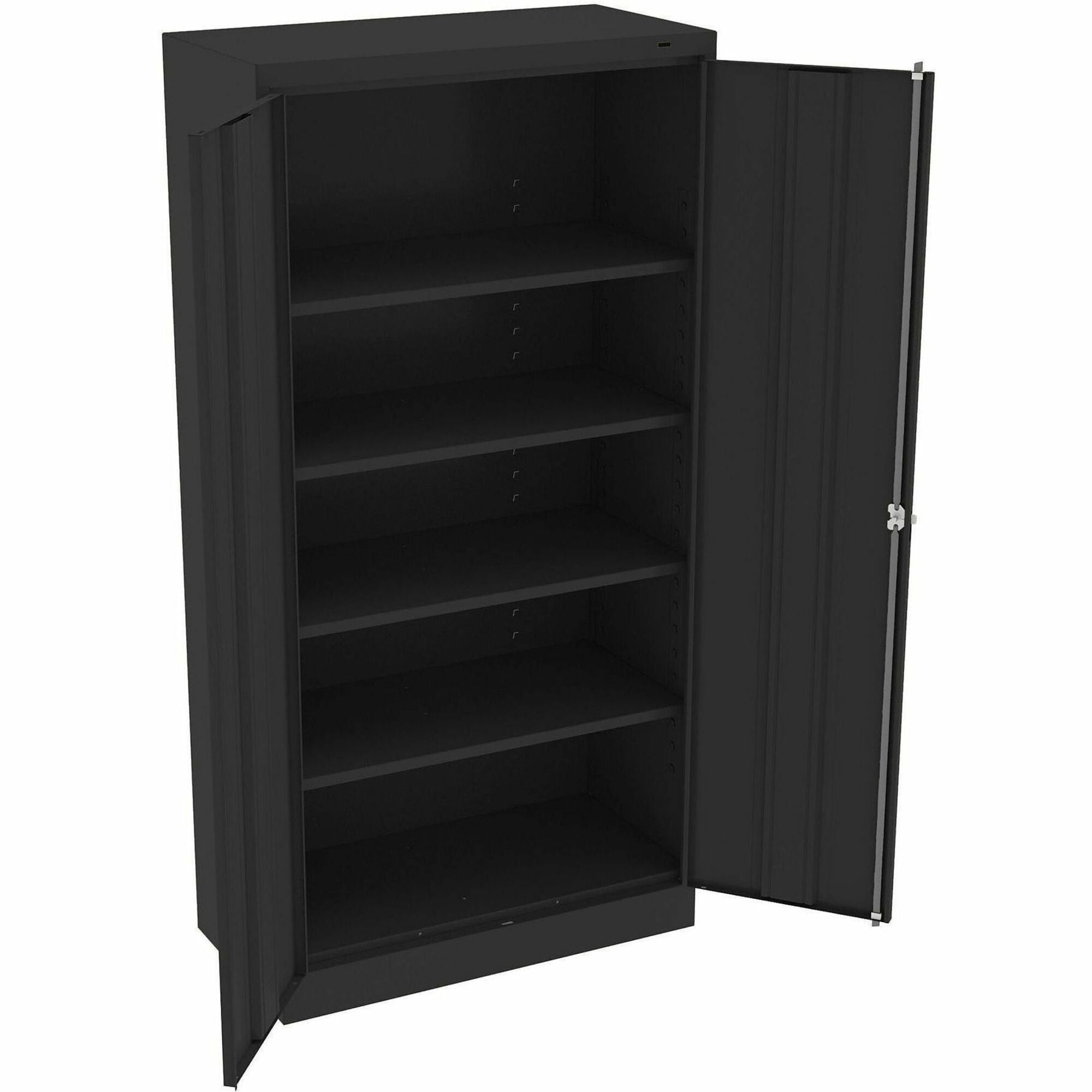 Tennsco Standard-size Storage Cabinet - 36" Width x 18" Depth x 72" Height - Welded, Reinforced Door, Pull Handle, Key Lock - Black - Powder Coated - Steel - Recycled