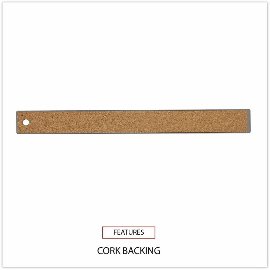 Universal Ruler - 12" Length - 1/16 Graduations - Standard, Metric Measuring System - Stainless Steel, Cork - 1 Each
