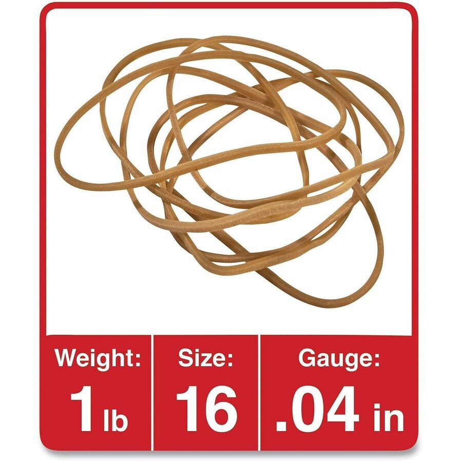 Universal Standard Rubber Bands - Size: #16 - 2.5" Length x 0.1" Width - Elastic - Rubber - Beige - 1900 / Pack