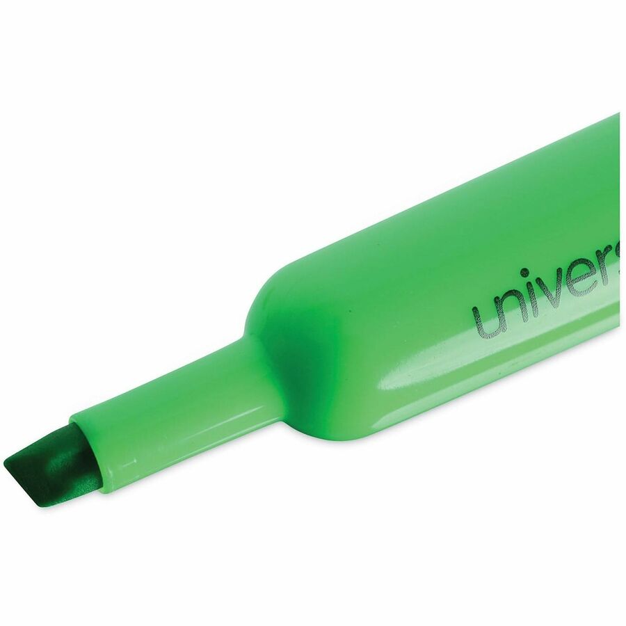 Universal Highlighter - Chisel Pen Point - Fluorescent Green Ink - Green Barrel - 1 Dozen