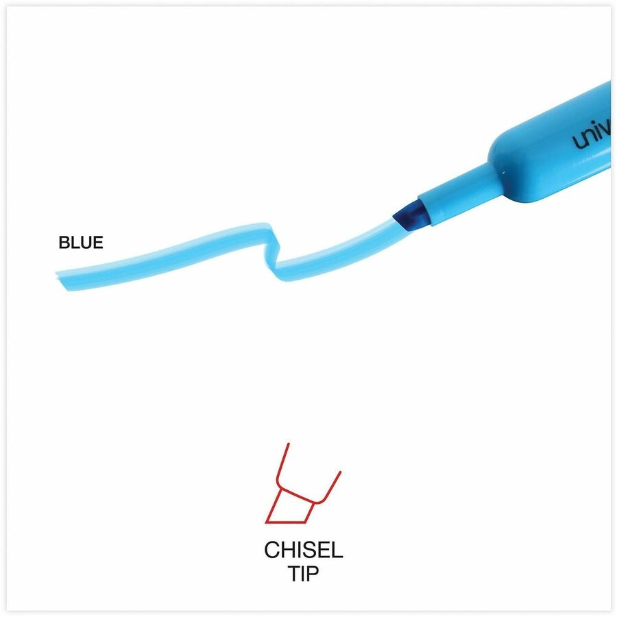 Universal Highlighter - Chisel Marker Point - Fluorescent Blue Ink - Blue Barrel - 1 Dozen