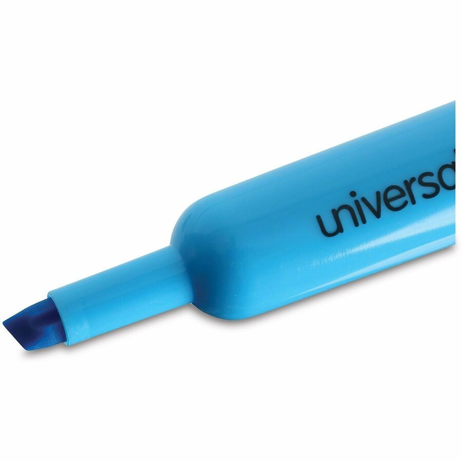 Universal Highlighter - Chisel Marker Point - Fluorescent Blue Ink - Blue Barrel - 1 Dozen