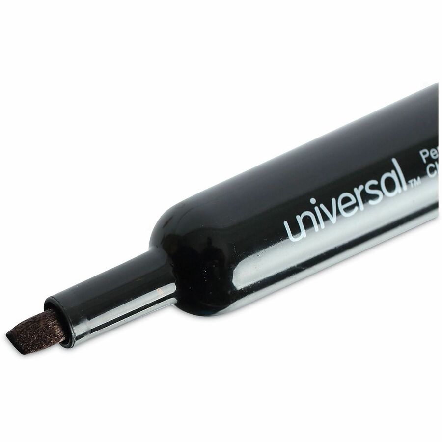 Universal Permanent Marker - Chisel, Broad Marker Point - Black Ink - Plastic Barrel - Office, Project, Label - 1 Dozen
