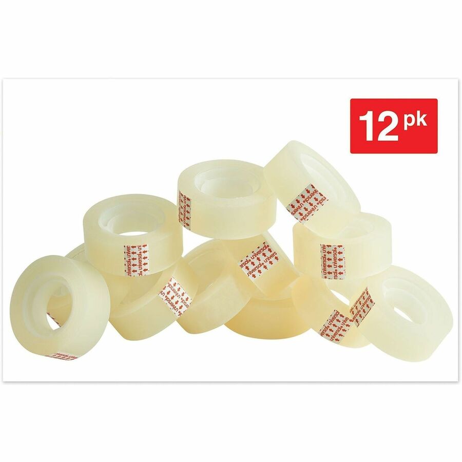 Universal Invisible Tape, 1" Core, 0.75" x 83.33 ft, Clear, 12/Pack - 27.78 yd Length x 0.75" Width x 2 mil Thickness - 1" Core - Matte - Clear - Acrylic - Plastic Backing - 12 / Pack
