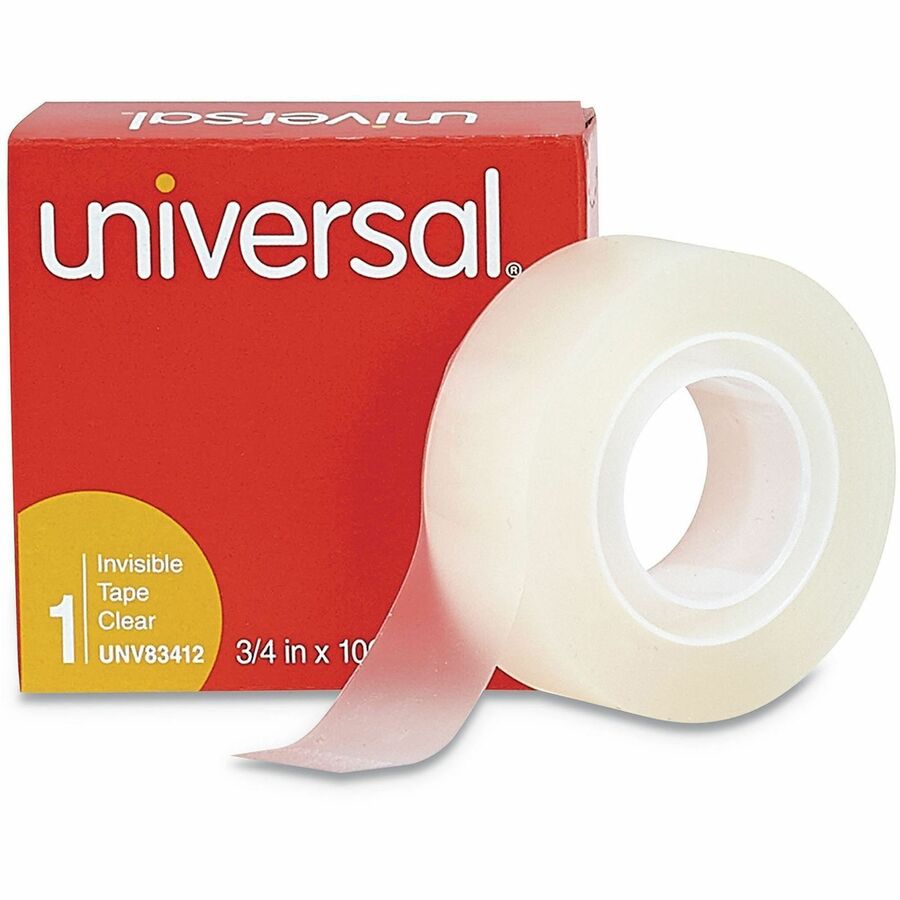 Universal Invisible Tape, 1" Core, 0.75" x 83.33 ft, Clear, 12/Pack - 27.78 yd Length x 0.75" Width x 2 mil Thickness - 1" Core - Matte - Clear - Acrylic - Plastic Backing - 12 / Pack