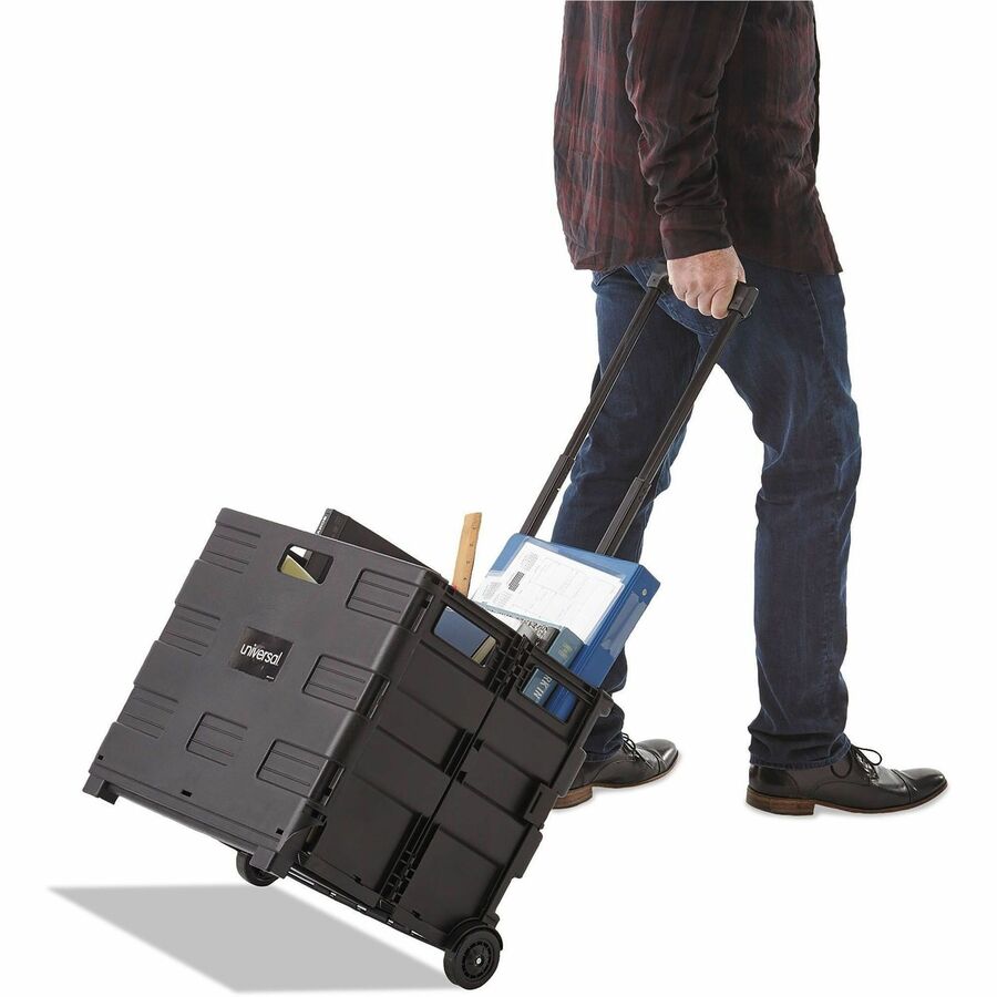 Universal Collapsible Mobile Storage Crate, Plastic, 18.25 x 15 x 18.25 to 39.37, Black - External Dimensions: 18.3" Width x 15" Depth x 39.4" Height - Plastic - Black - 1 Each