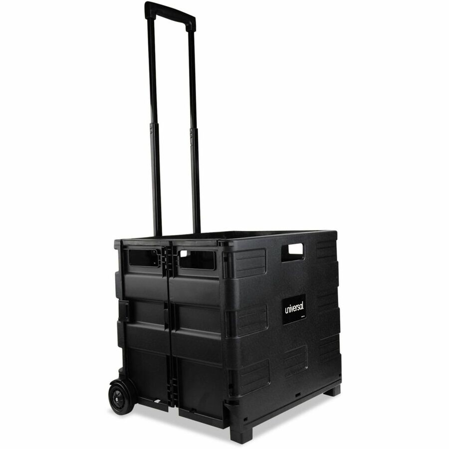 Universal Collapsible Mobile Storage Crate, Plastic, 18.25 x 15 x 18.25 to 39.37, Black - External Dimensions: 18.3" Width x 15" Depth x 39.4" Height - Plastic - Black - 1 Each