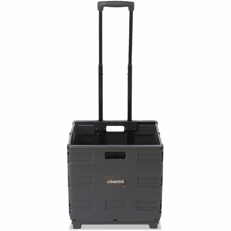 Universal Collapsible Mobile Storage Crate, Plastic, 18.25 x 15 x 18.25 to 39.37, Black - External Dimensions: 18.3" Width x 15" Depth x 39.4" Height - Plastic - Black - 1 Each