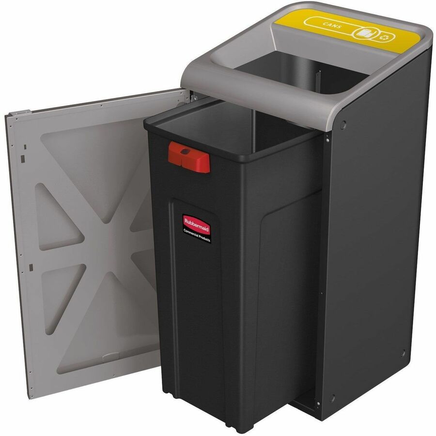 Rubbermaid Commercial Configure 1 Stream Gray Container - Open Top - 45 gal Capacity - For Commercial, Indoor, Outdoor - Contoured Edge, Ergonomic Handle, Hinged Door, Venting Channel, Damage Resistant, Recyclable - 38" Height x 19.5" Width x 29.1" Dep...