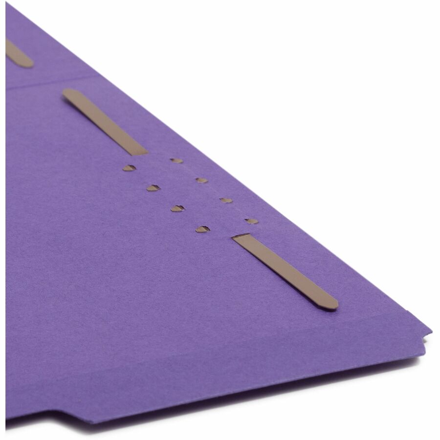 Smead 1/3 Tab Cut Letter Recycled Fastener Folder with Fastener - 8 1/2" x 11" - 3/4" Expansion - 2 x 2K Fastener(s) - 2" Fastener Capacity - Top Tab Location - Assorted Tab Position - 11 pt. - 2 Plys - Stock, Paper Stock - Purple - 10% Recycled - 50 /...